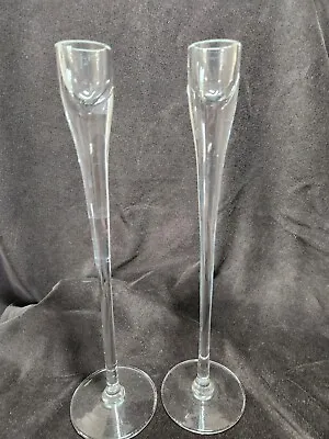 Calvin Klein Tula 12  Crystal Candlestick Holder Made Poland Modernistic RARE • £28.50