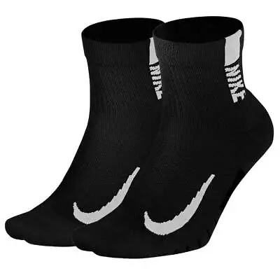 Nike Multiplier Running Ankle Socks 2 Pair Mens Black Multi Size Sportswear  • $37.99