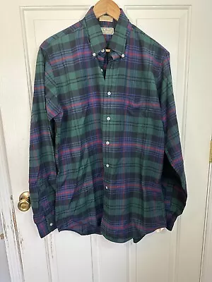 L.L. Bean  Mens Shirt L Bl/Gr Plaid Collar Button Down LS Thick Cotton Preowned • $15.99