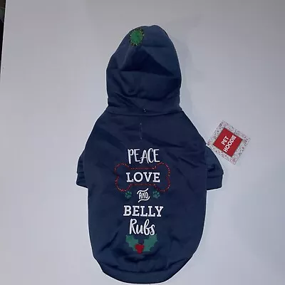 Dog Christmas Hoodie Sweater Peace Love And Belly Rubs Size Medium  • $14.90