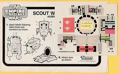 Vintage STAR WARS SCOUT WALKER Sticker Set  Original 1982  Missing 5 Stickers • $37.95
