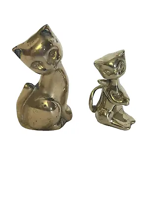 Brass Cat Kitten Lot Of 2 Small Figurines Statues Leonard Korea India MCM • $38.90