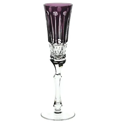 1 Faberge Xenia Amethyst Purple Cut To Clear Crystal Champagne Wine Flute • $119