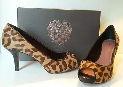 Vince Camuto Leopard Pony Kira Peep Toe Pump 3  Heel Size 7.5 M Exc Condition  • $22