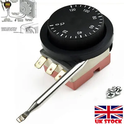 Car Capillary Thermostat Adjustable Cooling Radiator Fan Control Switch 0-120℃ A • £8.97