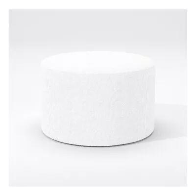 Omax Decor MADDOX 24  Round Ottoman Pouf Footstool In White Boucle Fabric • $173.15