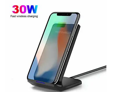 $13.99 • Buy 30W Qi Wireless Charger Fast Charging Stand Dock For IPhone 8 11 12 13 14 Pro Mx