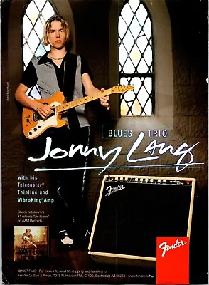 Fender Jonny Lang Blues TrioOriginal  Print Ad Telecaster Thinline And Vibroking • $9.50