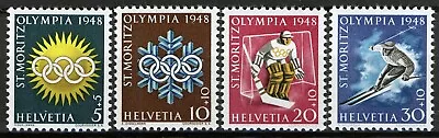 Switzerland 1948 Winter Olympics St Moritz Set MNH Mi 492-95 Cat 7€ • $3.75