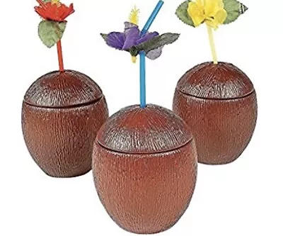 Fun Express Coconut Can Holders 3 Pack Brown Plastic • £11.68