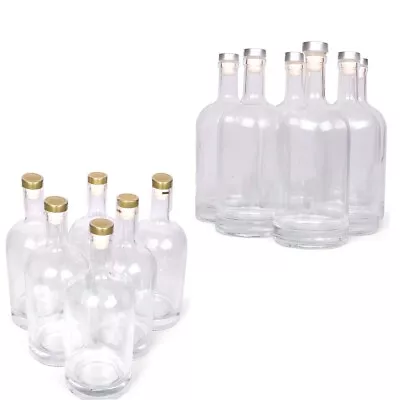 6 X 750ml 1000ml Glass Spirits Vodka Whiskey Bottles With Gold Or Silver W/ Cork • $39.99