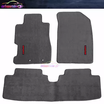 Fit For 01-05 Honda Civic Gray Nylon Floor Mats Front Rear Carpets W/ Red Sport • $57.99