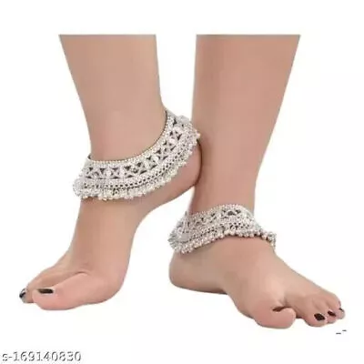 Indian Heavy Designer Fashion Bollywood Style 927 Silver Plated Wedding Anklets • $42.41