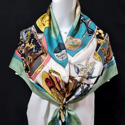 RARE VINTAGE HERMES Silk Scarf  THE ORIGINAL NEW ORLEANS CREOLE JAZZ  Carre 90 • $228