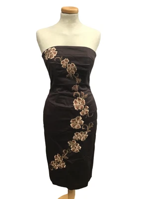 £12 • Buy JANE NORMAN Y2K Strapless Brown Midi Pencil Dress UK 8