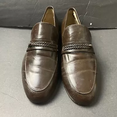 Vintage Gino Dante Italian Leather Men’s Brown Dress Shoes Size 9 EEE Made Italy • $29.98