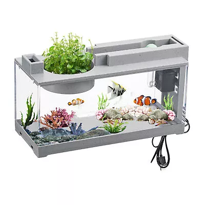 Aquarium Fish Tank Mini Aquarium With Air Pump Desktop Decor Lamp Fish Tank • $72.15