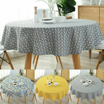 Round Table Cloth Cotton Linen Household Garden Dining Tableware Home Decor New • £7.69