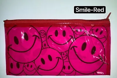 2 PCS Smiley Pencil Pen Case Zipper Pouch Cosmetic Bag Waterproof Red 1411 • $7.99