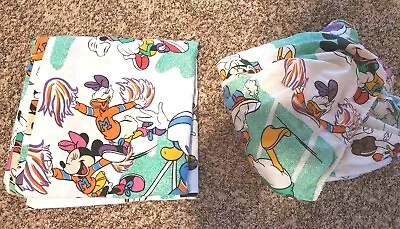 VTG Pacific Mickey Mouse & Friends Sports Flat Fitted Twin Bed Sheet Set Fabric • $25