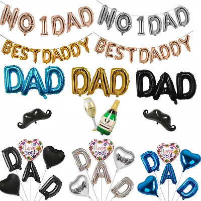 Fathers Day Foil Balloons DAD BALONS Bunting Banner Party Decor Moustache BALOON • $8.70