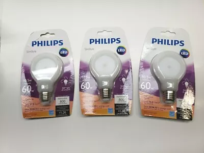 Lot Of 3 - Philips Slim Style 10.5w Replace 60w Soft White Dimmable LED Bulb • $24.99