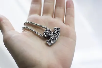 £20 • Buy Stainless Steel  Viking Celtic Thor's Axe Pendan With Chain
