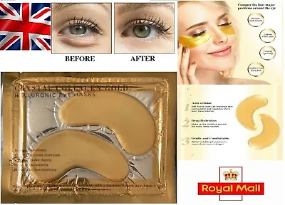 10 Pair Collagen 24k Gold Under Eye Gel Pad MASK Anti-Aging Wrinkle Face Patches • £3.50