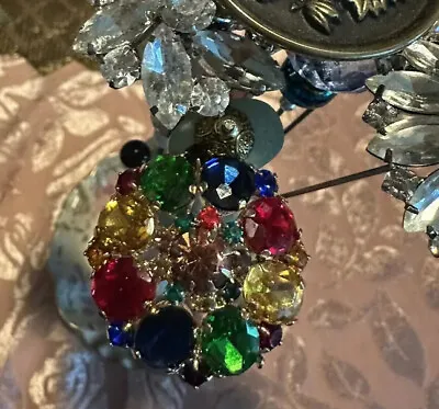 Handcrafted Antique Vintage Style Multi Colored Rhinestone Hat Pin /Hatpin • $25