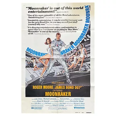 Vintage 1979 MOONRAKER 1sh One Sheet Movie Poster W/ Reviews 007 James Bond • $99.99