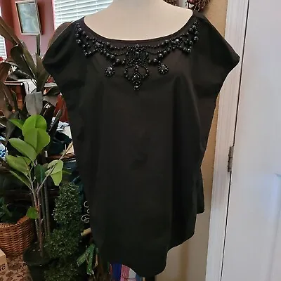 Michael Kors Top Blouse Formal Cocktail Party Black Beads Beaded Embellished 2X • $30