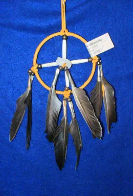 Authentic Native American Medicine Wheel 4  Hoop Natural Feathers Handmade New • $23.95