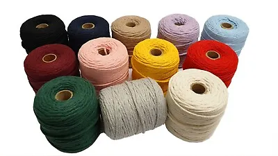 3mm 5mm SingleTwisted Pipping Cotton Cord String Rope Craft Sewing Macrame DIY • £9.98