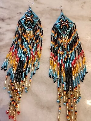 Handmade Native American Style Beaded Tassel Fashion* Earrings Extra Long • £7.19