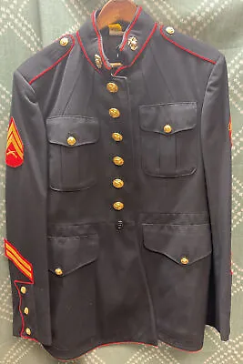 USMC Marine Corps Dress Blue Jacket 40R - Corporal Rank • $99.99