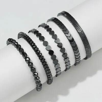 Men Women Magnetic Hematite Beads Bracelet Adjustable Bangle Lose Weight Jewelry • $1.91