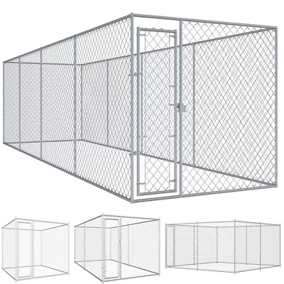 Large Outdoor Dog Kennel Galvanised Steel Pet House Enclosure Exercise Cage • £360.08