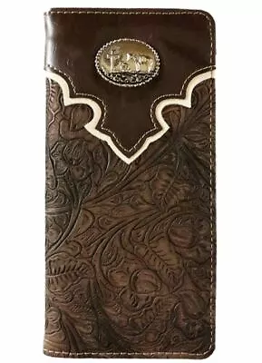 Cross Praying Cowboy Men Wallet Western Bifold Check Book Style W089-33 Brown • $13.99