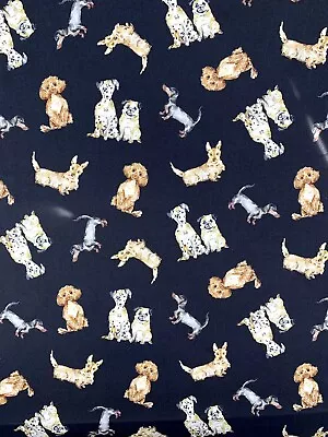 Dog Cotton Fabric Dog Friendly Michael Miller Dalmatian Pug Terrier Cotton Black • £4.04