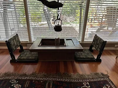 Zaisu Japanese Solid Mohagany Wood Folding Tatami Zen Room Slipper Chair 2 Set. • $250