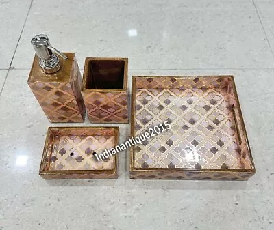 Bathroom Accessories Set 4 Pcs - Marble Design Lotion Soap Dispenser Holder • $120.99