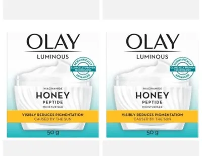 $59 • Buy 2X Olay Luminous Niacinamide Honey Peptide Moisturiser 50g - RRP $120