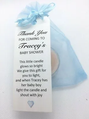 Personalised Baby Shower Candle Blue Gift Bags And Tags - NB Candle NOT Included • £2.50