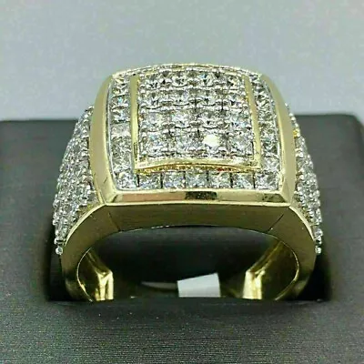 Men's 10K Yellow Real Gold Over Round 3.00 Ct Diamond Engagement Band Pinky Ring • $108.21