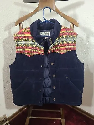 True Religion Jeans Brand Mens Corduroy SOUTHWEST Yoke Trim Snap Puffy Vest XL   • $75
