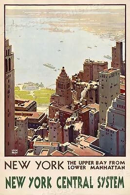 1920s Lower Manhattan NY Central System Vintage Style Travel Poster - 24x36 • $25.95