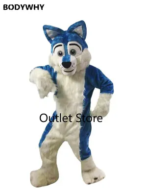 Blue Husky Wolf Long Fursuit Mascot Costume  Cosplay Party  Dress Outfit Easter • $713.79