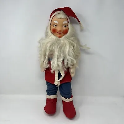 VINTAGE 1950’s Santa Claus Plush Toy Rubber Face Head Doll 18  BLUE PANTS RARE • $78.95