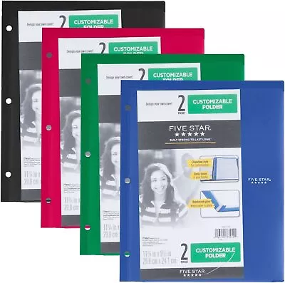 Five Star 2-Pocket Folder Plastic Folder With Stay-Put Tabs 11 5/8 X 9 1/2 Inch • $7.99