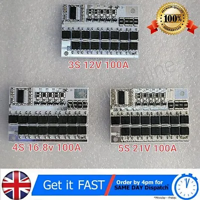 £8.99 • Buy 3S 4S 5S 12V / 21V 100A BMS Li-ion LMO Lithium Battery Protection Circuit Board